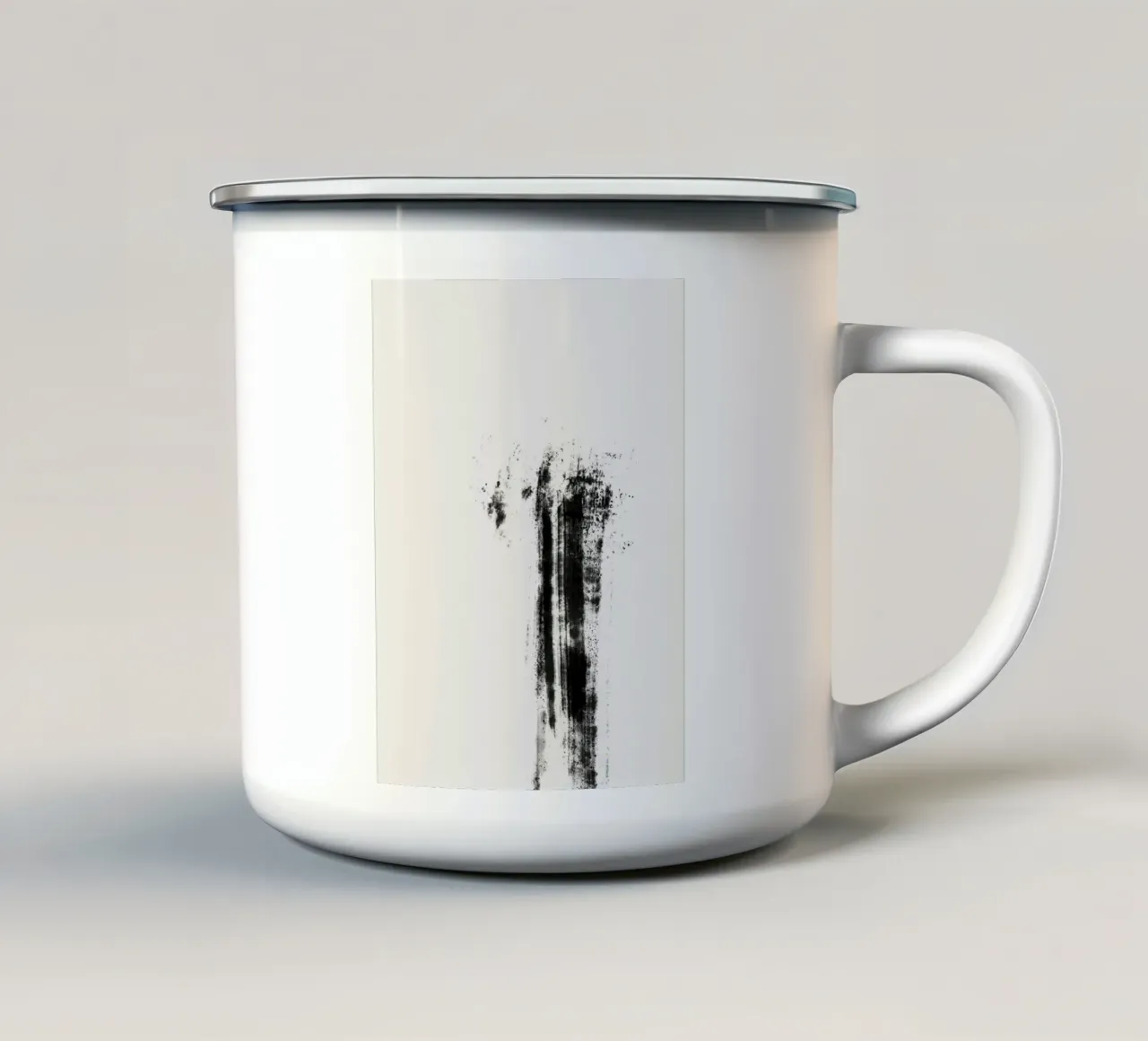 Abstract artwork with black brushstrokes and paint splatters tazza in smalto da Imaginative