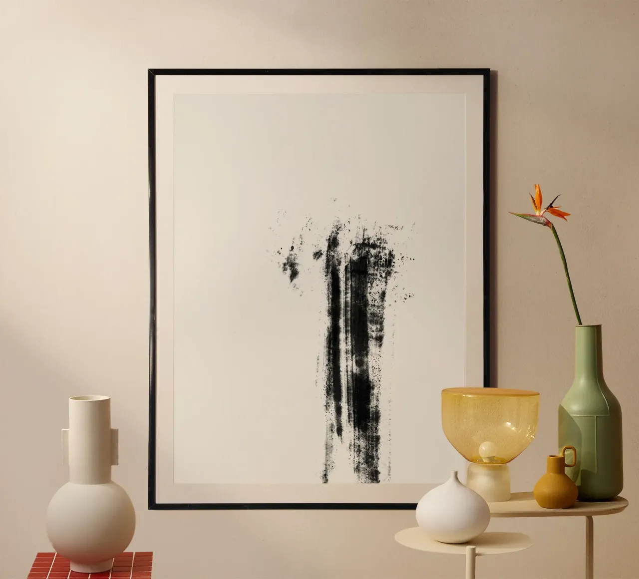 Abstract artwork with black brushstrokes and paint splatters carta hahnemühle da Imaginative