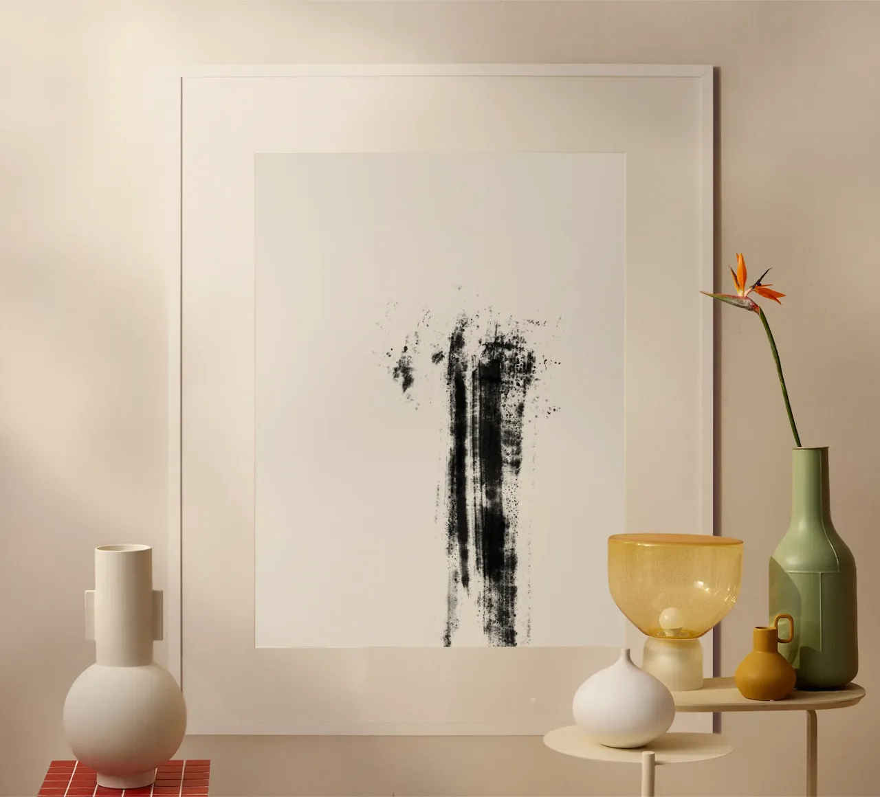 Abstract artwork with black brushstrokes and paint splatters carta hahnemühle da Imaginative