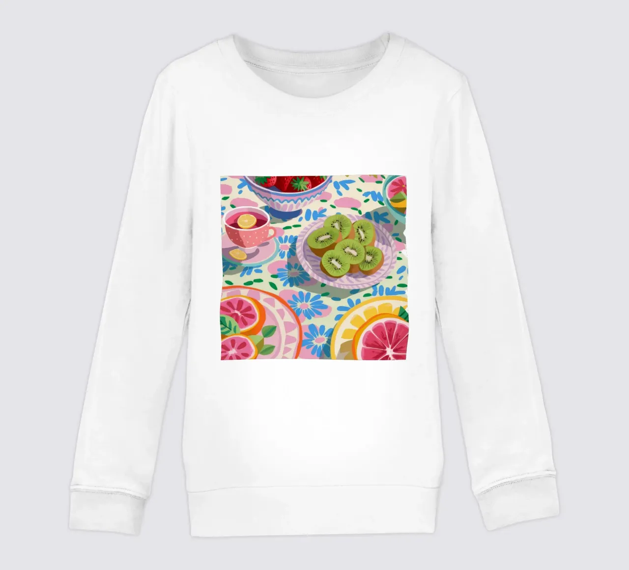 Citrus Kiwi Delight kids sweatshirt by Chroma Haven