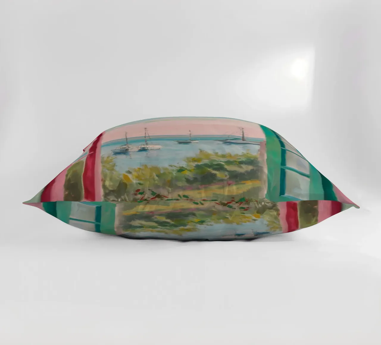 Seaside Window Escape decorative cushion by Chroma Haven