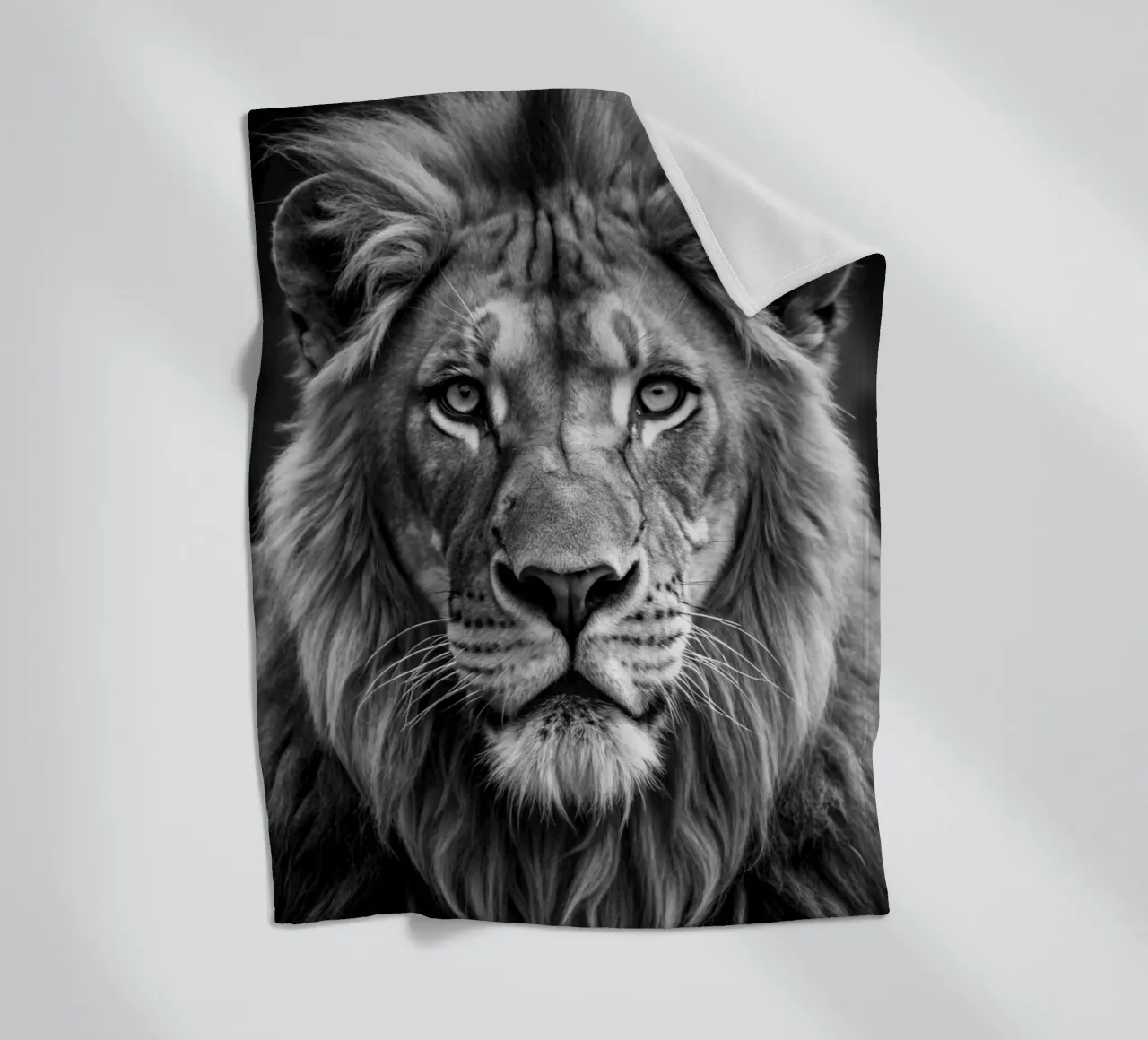 lion face black and white animal photography fleece blanket by kanayaa
