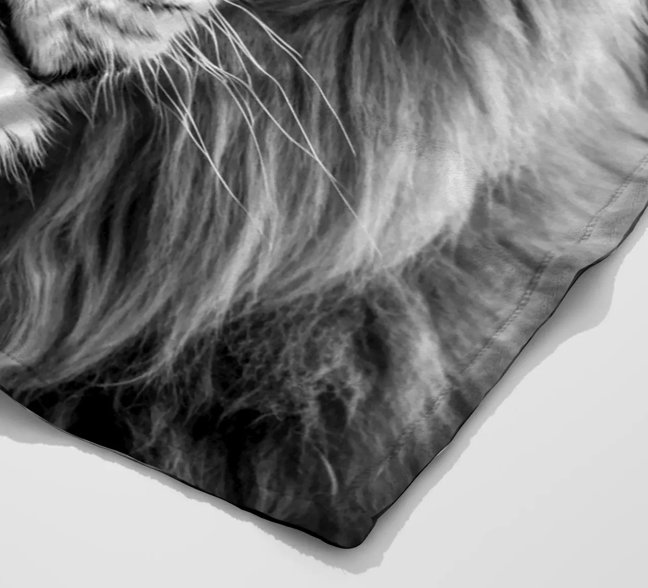 lion face black and white animal photography fleece blanket by kanayaa
