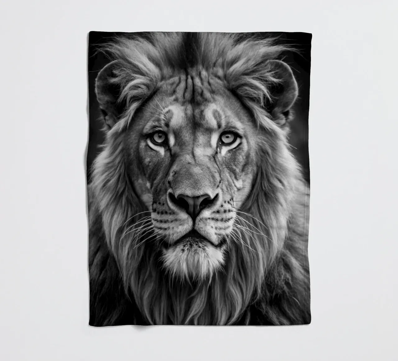 lion face black and white animal photography fleece blanket by kanayaa