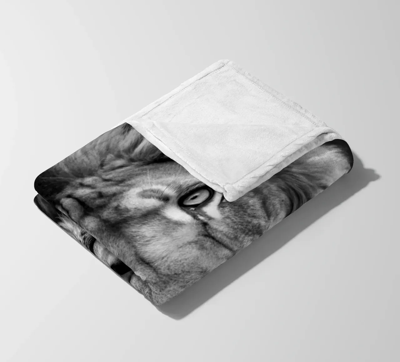 lion face black and white animal photography fleece blanket by kanayaa
