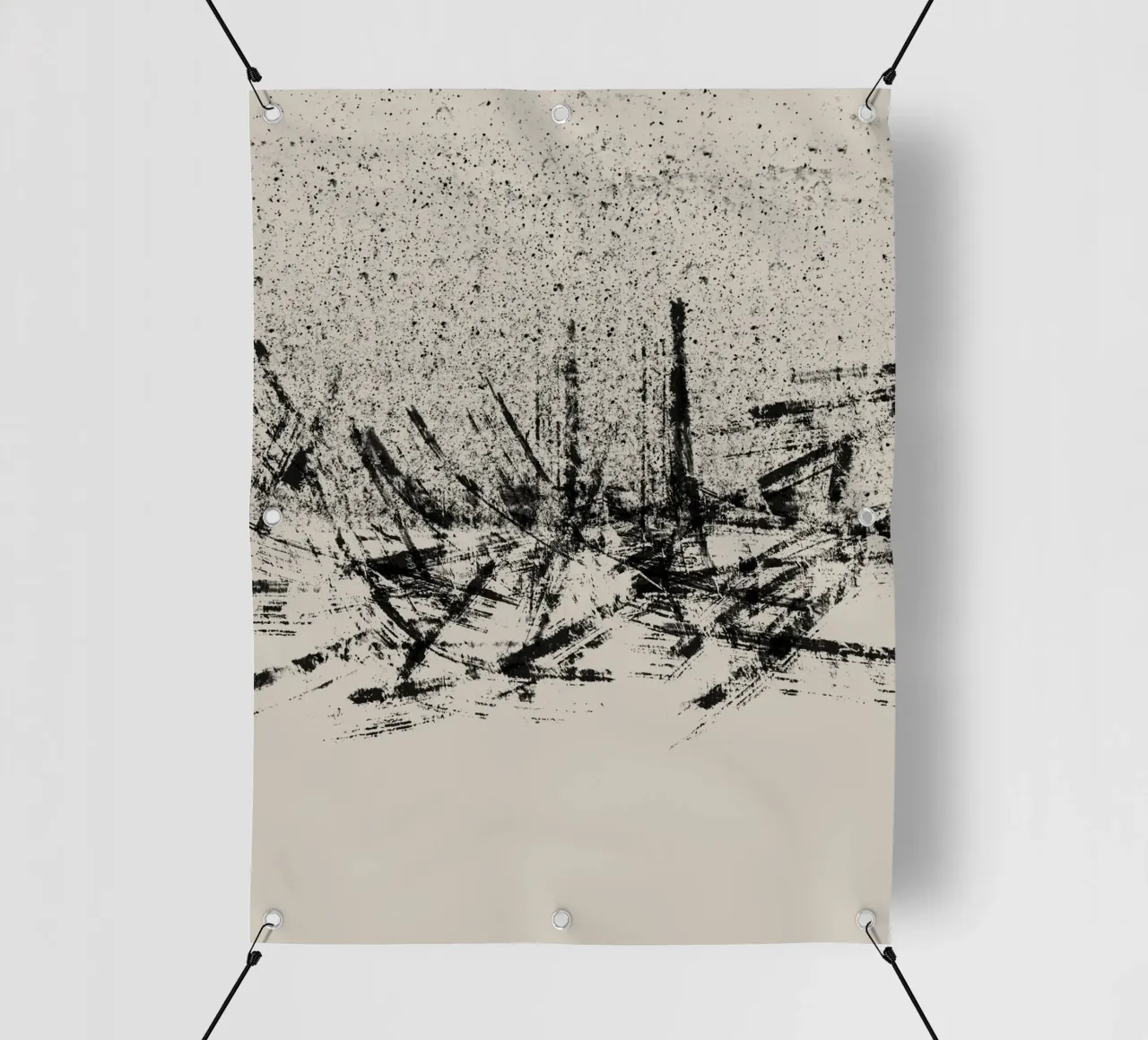 Pittura astratta con pennellate e texture nere telo in pvc da Imaginative