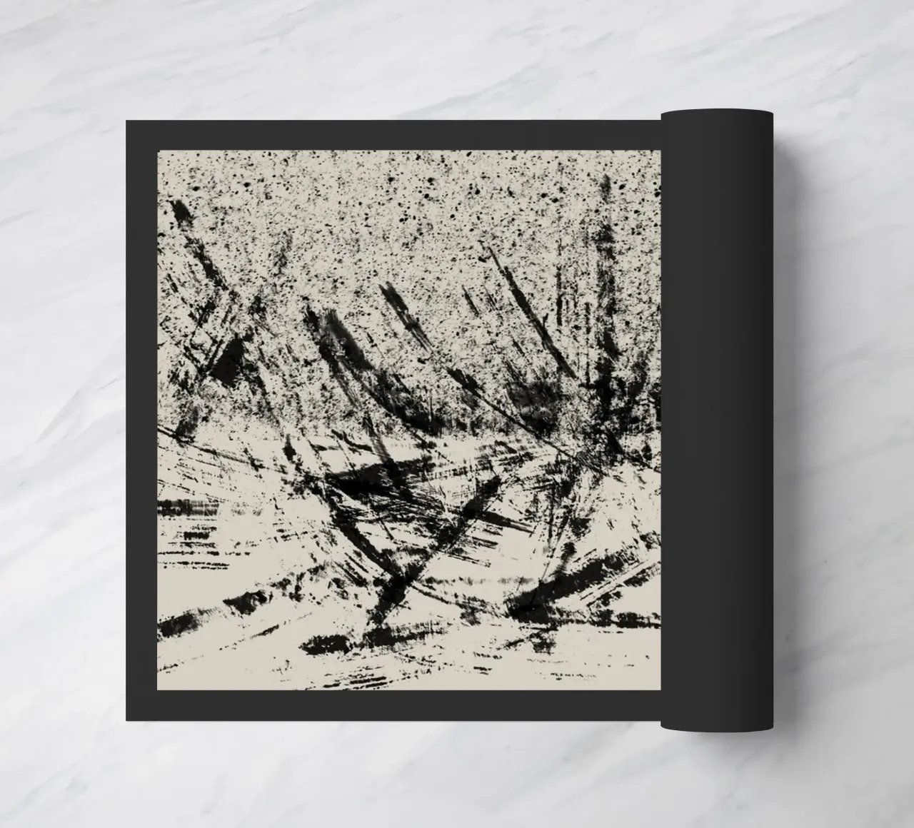 Pittura astratta con pennellate e texture nere zerbino da Imaginative