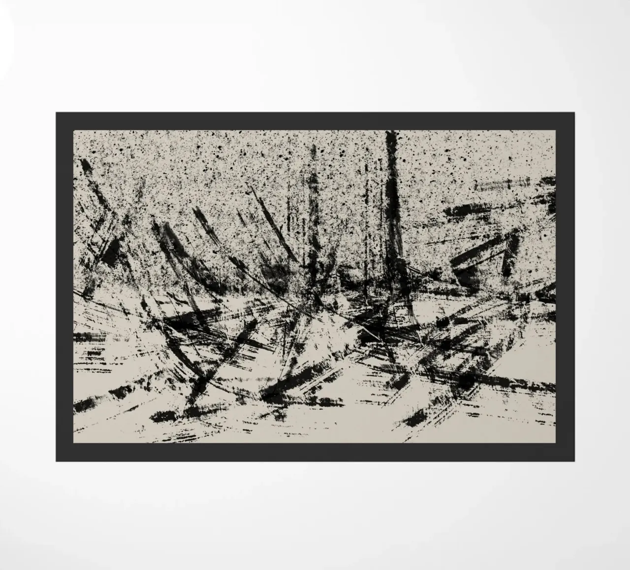 Pittura astratta con pennellate e texture nere zerbino da Imaginative