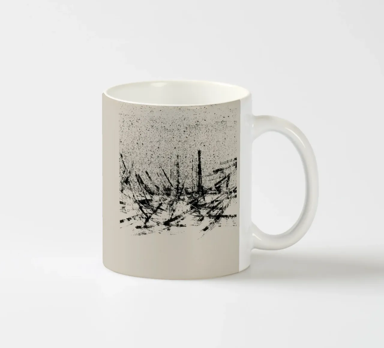 Pittura astratta con pennellate e texture nere tazza in ceramica da Imaginative