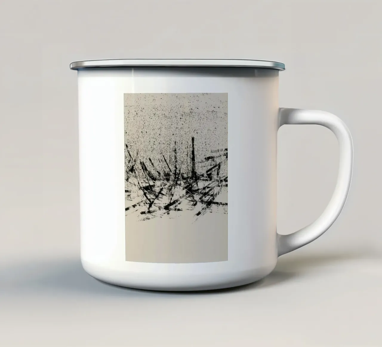 Pittura astratta con pennellate e texture nere tazza in smalto da Imaginative