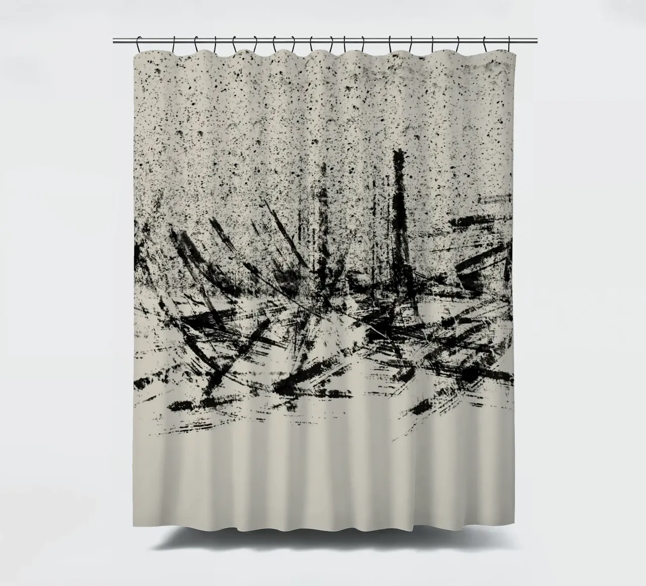 Pittura astratta con pennellate e texture nere tenda da doccia da Imaginative