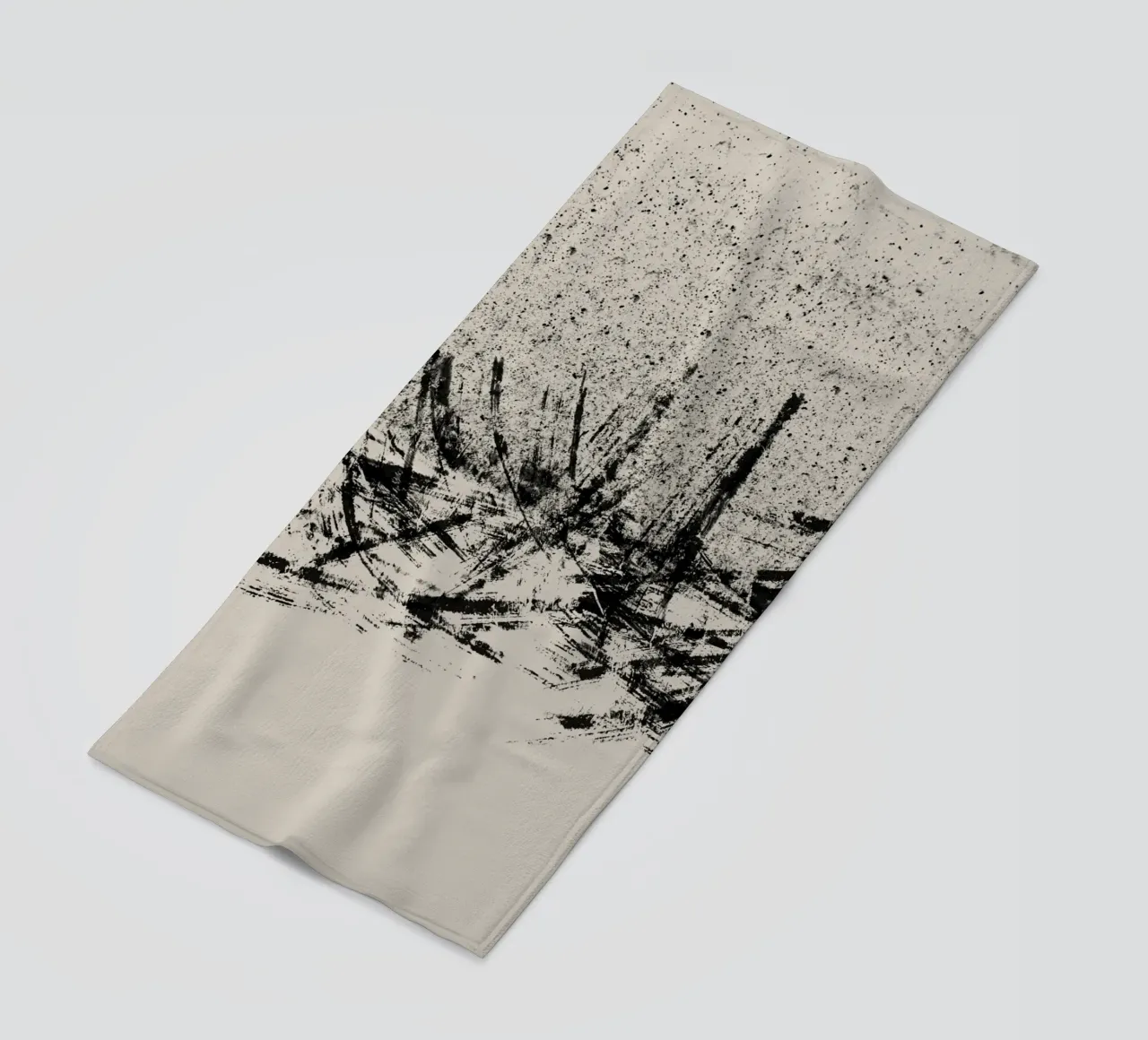 Pittura astratta con pennellate e texture nere telo mare da Imaginative