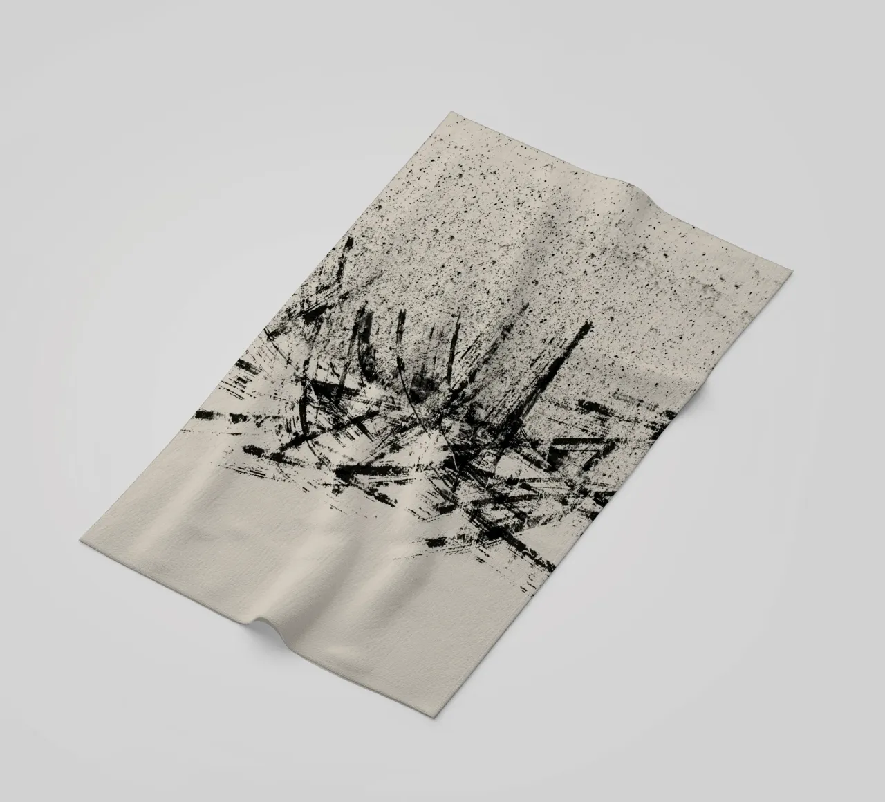 Pittura astratta con pennellate e texture nere telo mare da Imaginative
