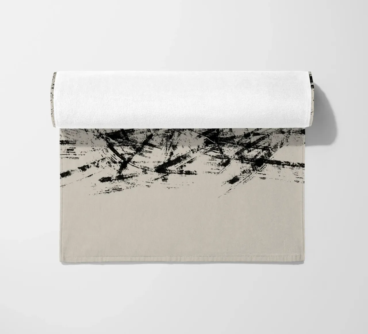 Pittura astratta con pennellate e texture nere telo mare da Imaginative