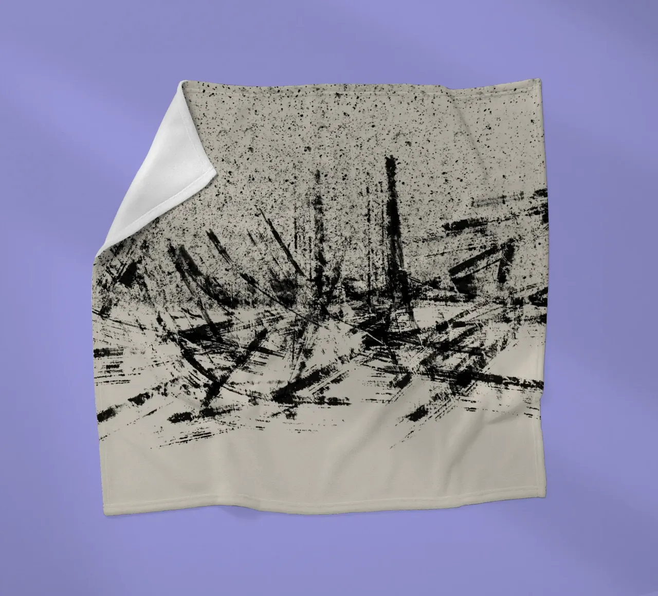 Pittura astratta con pennellate e texture nere coperta in pile da Imaginative
