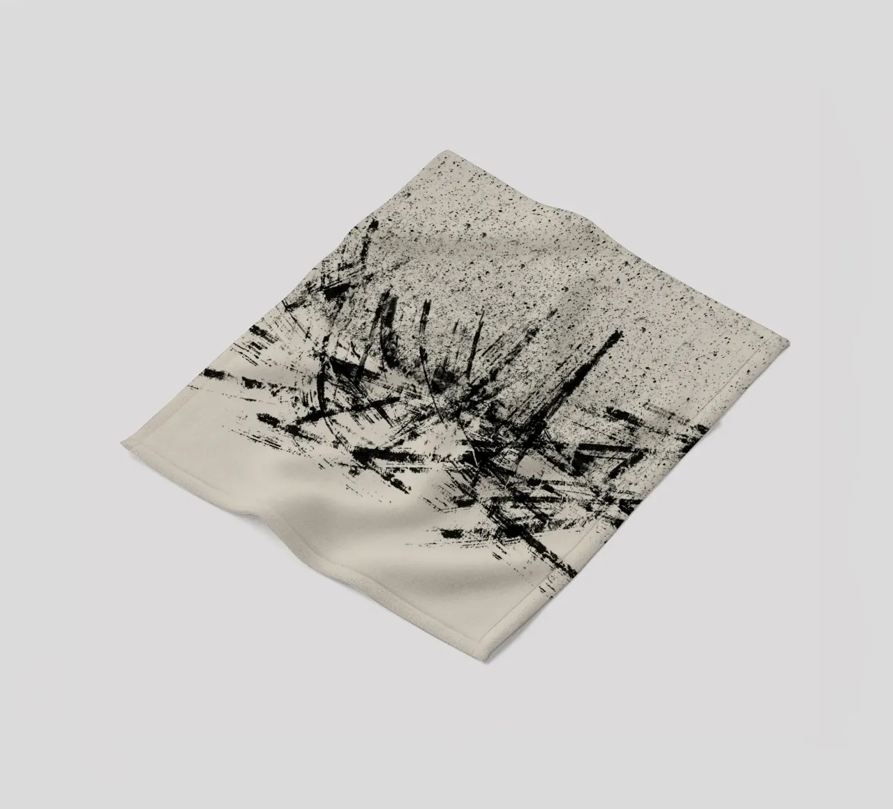 Pittura astratta con pennellate e texture nere coperta in pile da Imaginative