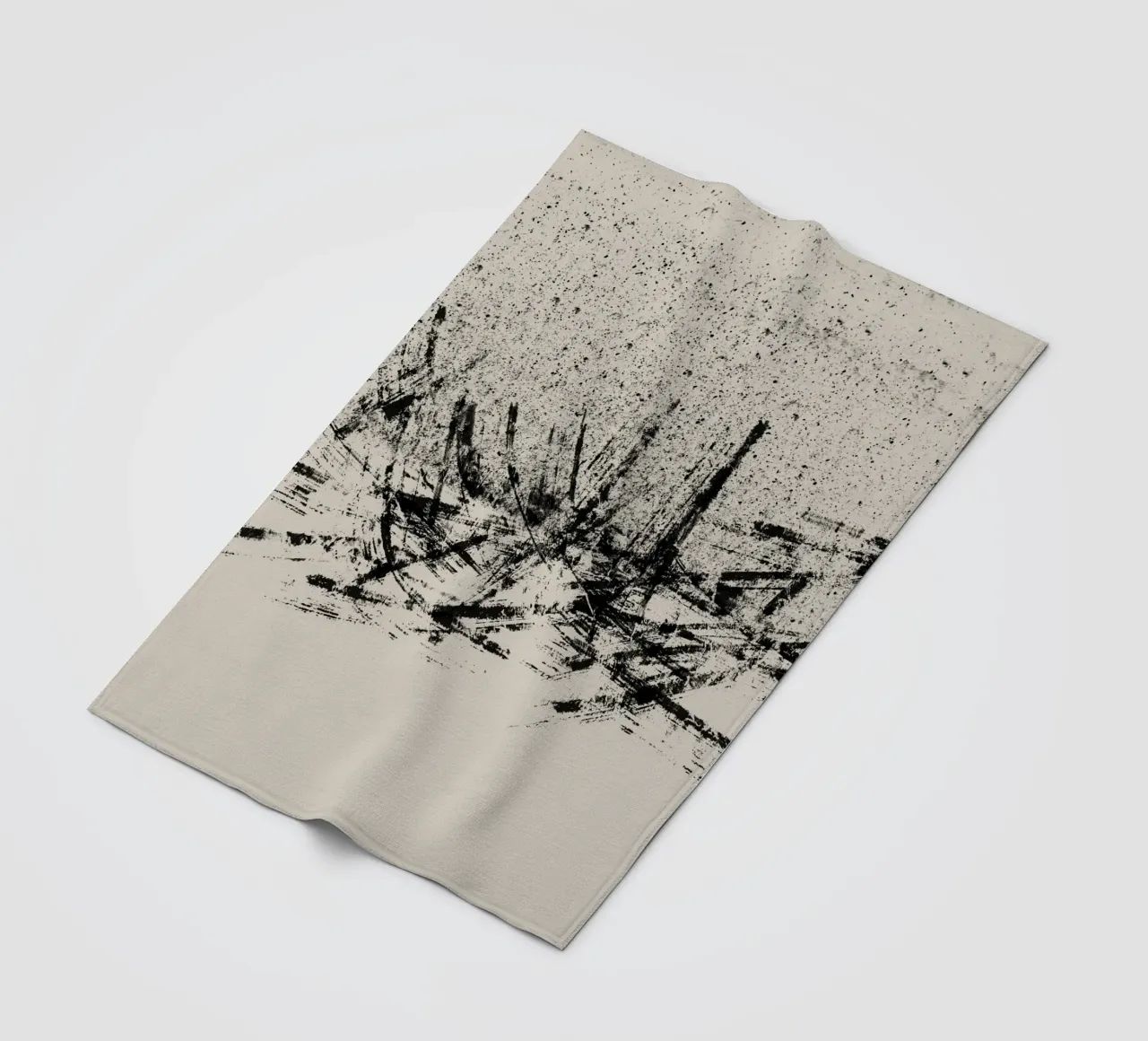 Pittura astratta con pennellate e texture nere coperta in pile da Imaginative