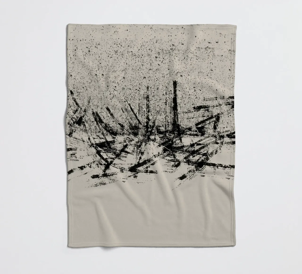 Pittura astratta con pennellate e texture nere coperta in pile da Imaginative