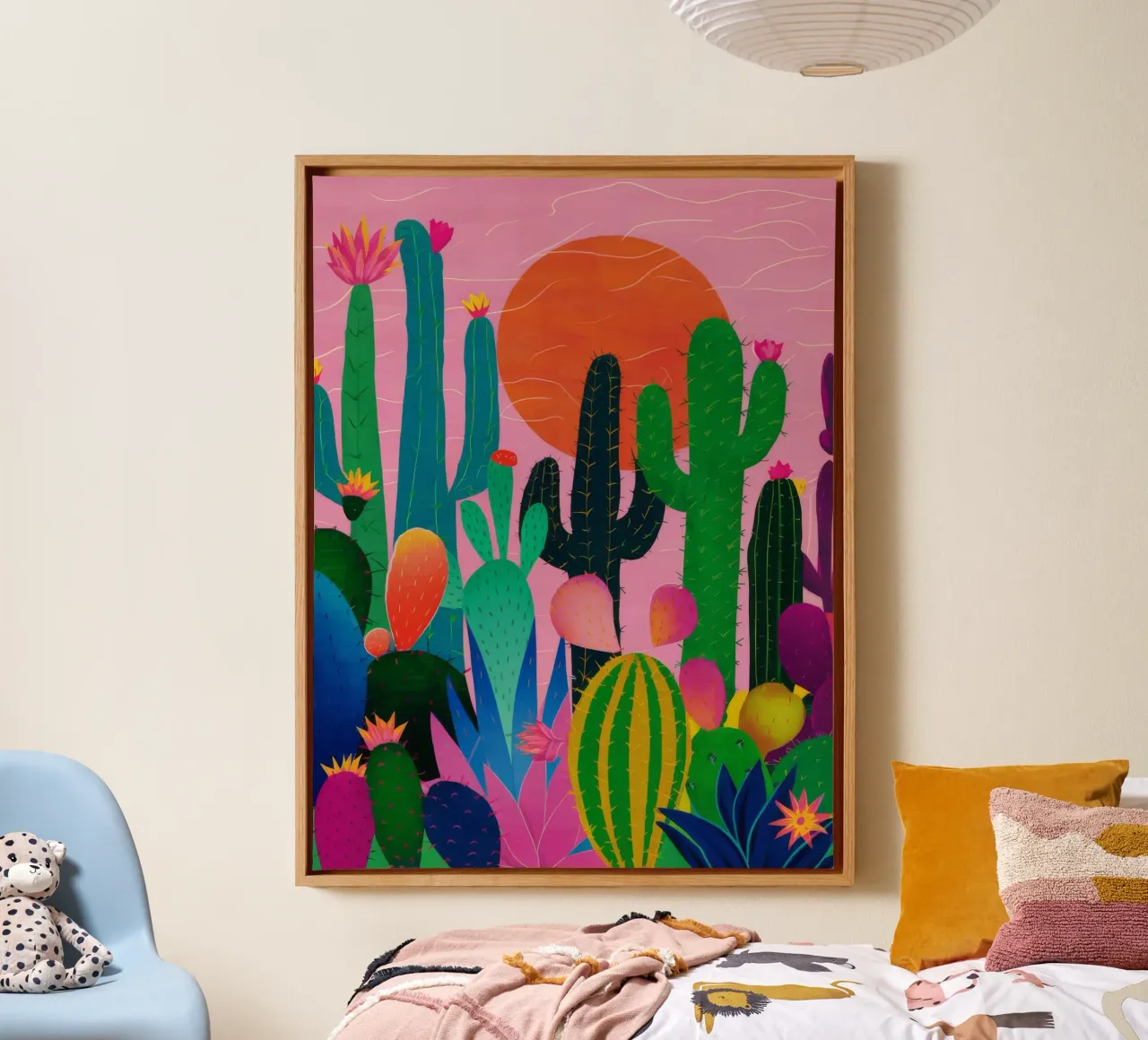 Desert Bloom Sunset canvas with Floater frame by Haven Mirage