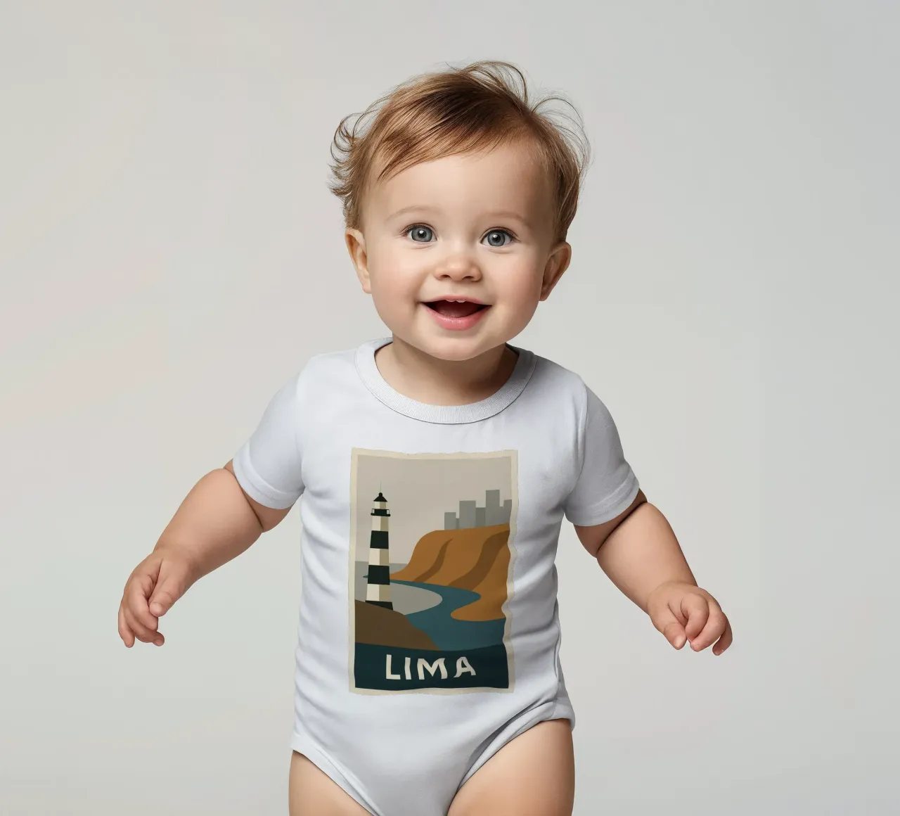 LIMA - Grafische reis langs de Pacifische kust babyrompertje korte mouwen van JETLAG | affiches voyage