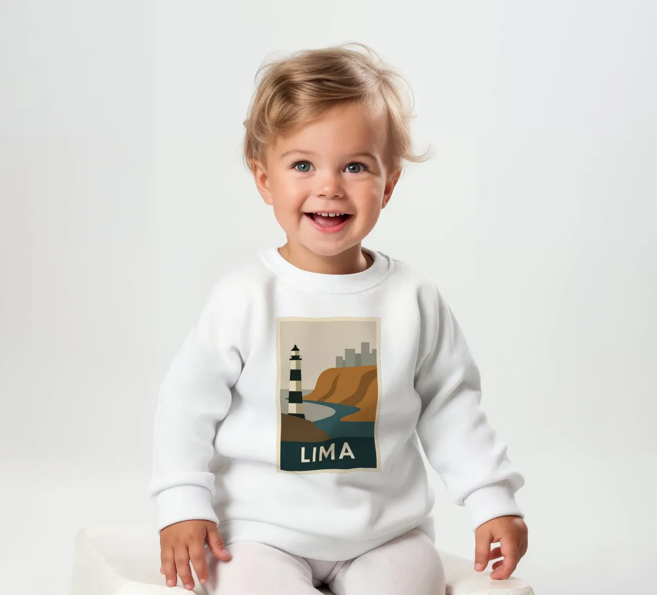 LIMA - Viaggio grafico lungo la costa del Pacifico felpa neonato da JETLAG | affiches voyage