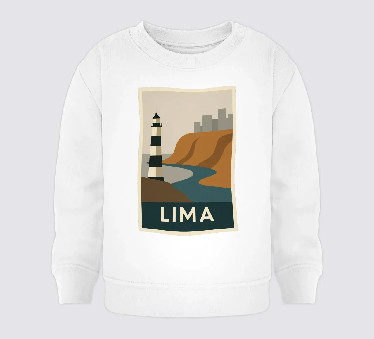 LIMA - Viaggio grafico lungo la costa del Pacifico felpa neonato da JETLAG | affiches voyage