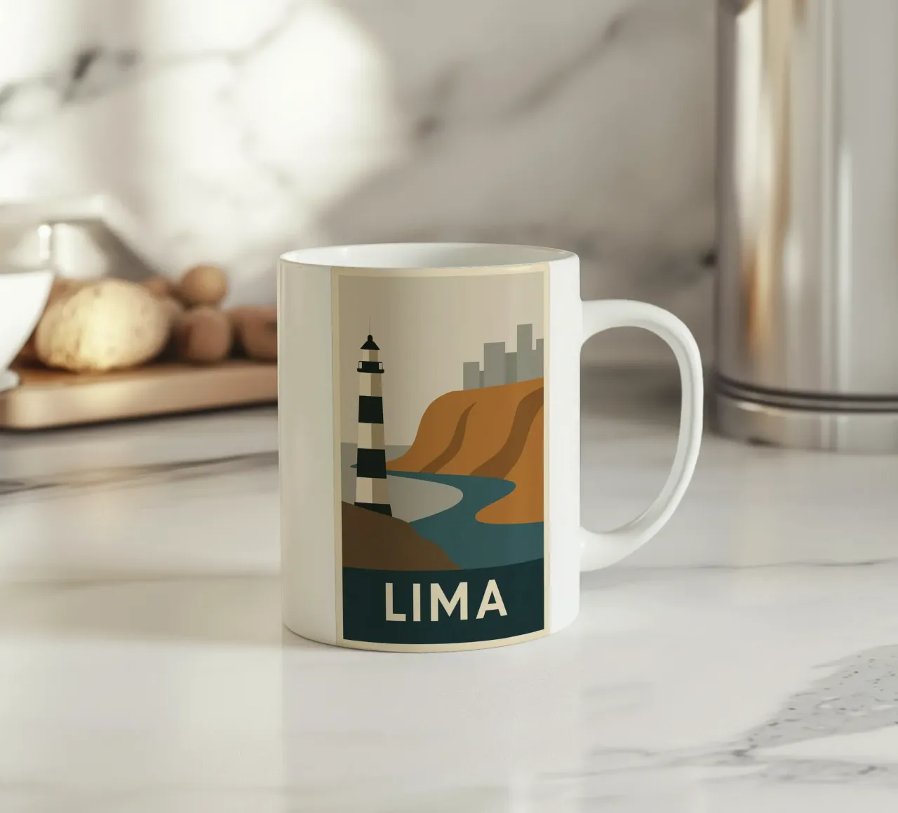 LIMA - Grafische reis langs de Pacifische kust keramische mok van JETLAG | affiches voyage