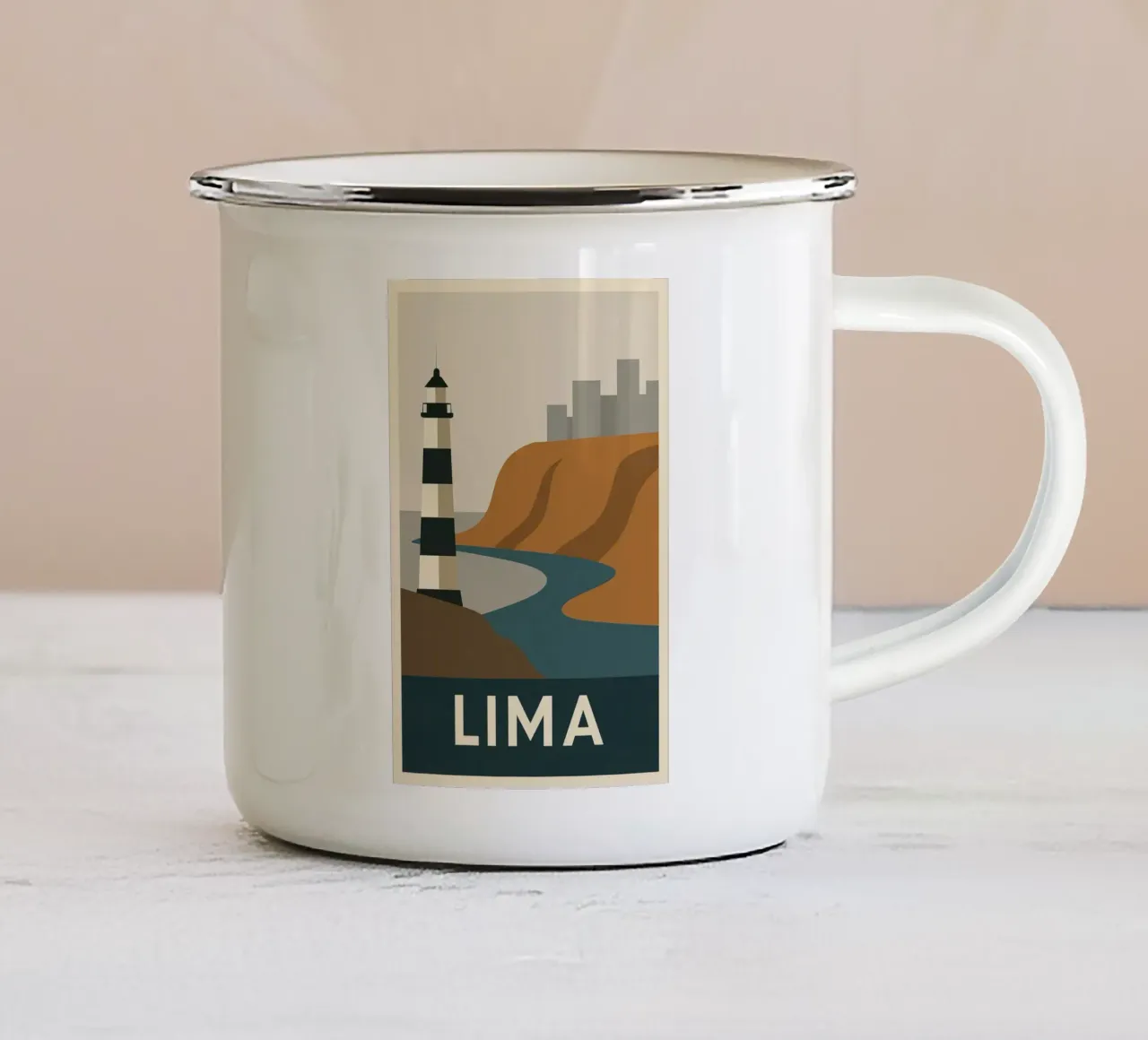 LIMA - Viaggio grafico lungo la costa del Pacifico tazza in smalto da JETLAG | affiches voyage