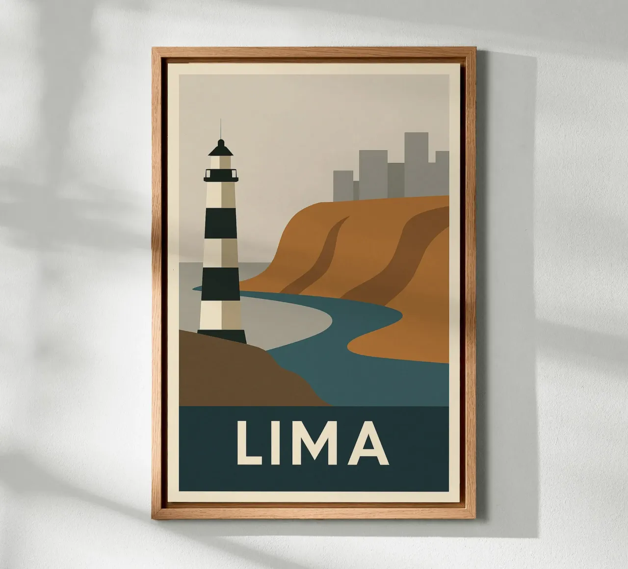 LIMA - Viaggio grafico lungo la costa del Pacifico tela con Cornice a cassetta da JETLAG | affiches voyage