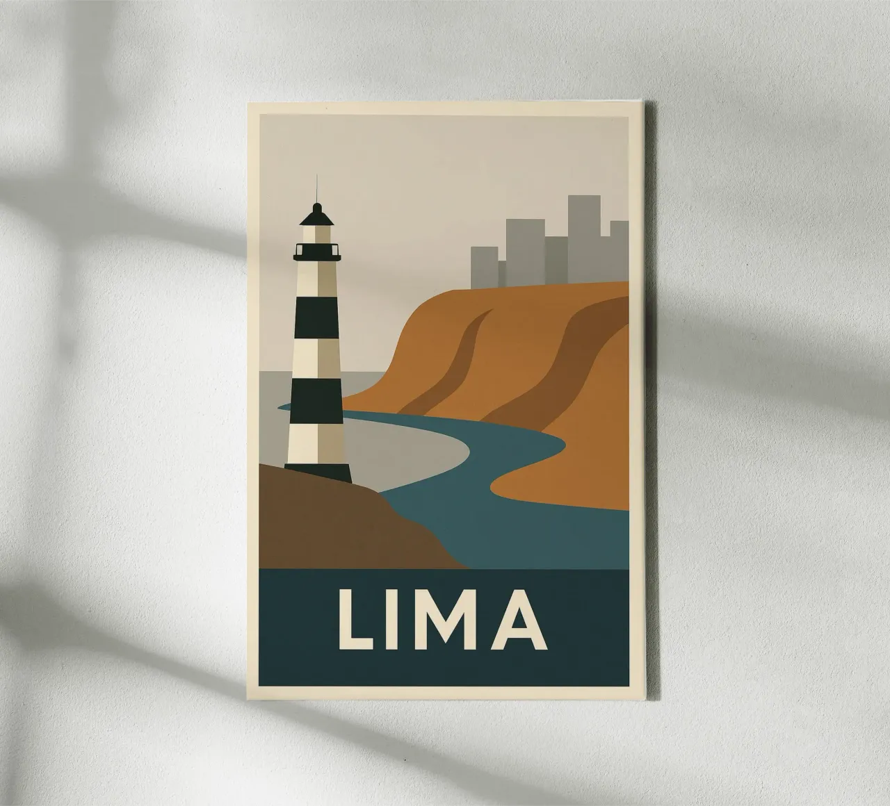 LIMA - Viaggio grafico lungo la costa del Pacifico tela con Cornice a cassetta da JETLAG | affiches voyage