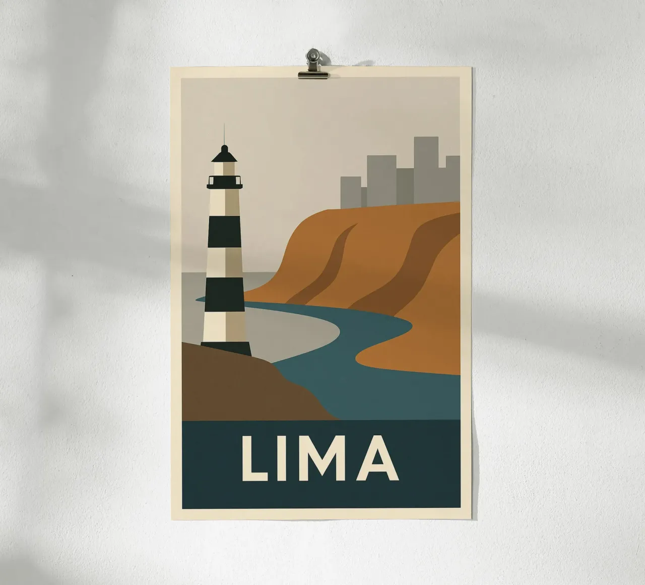 LIMA - Grafische reis langs de Pacifische kust poster met houten frame van JETLAG | affiches voyage