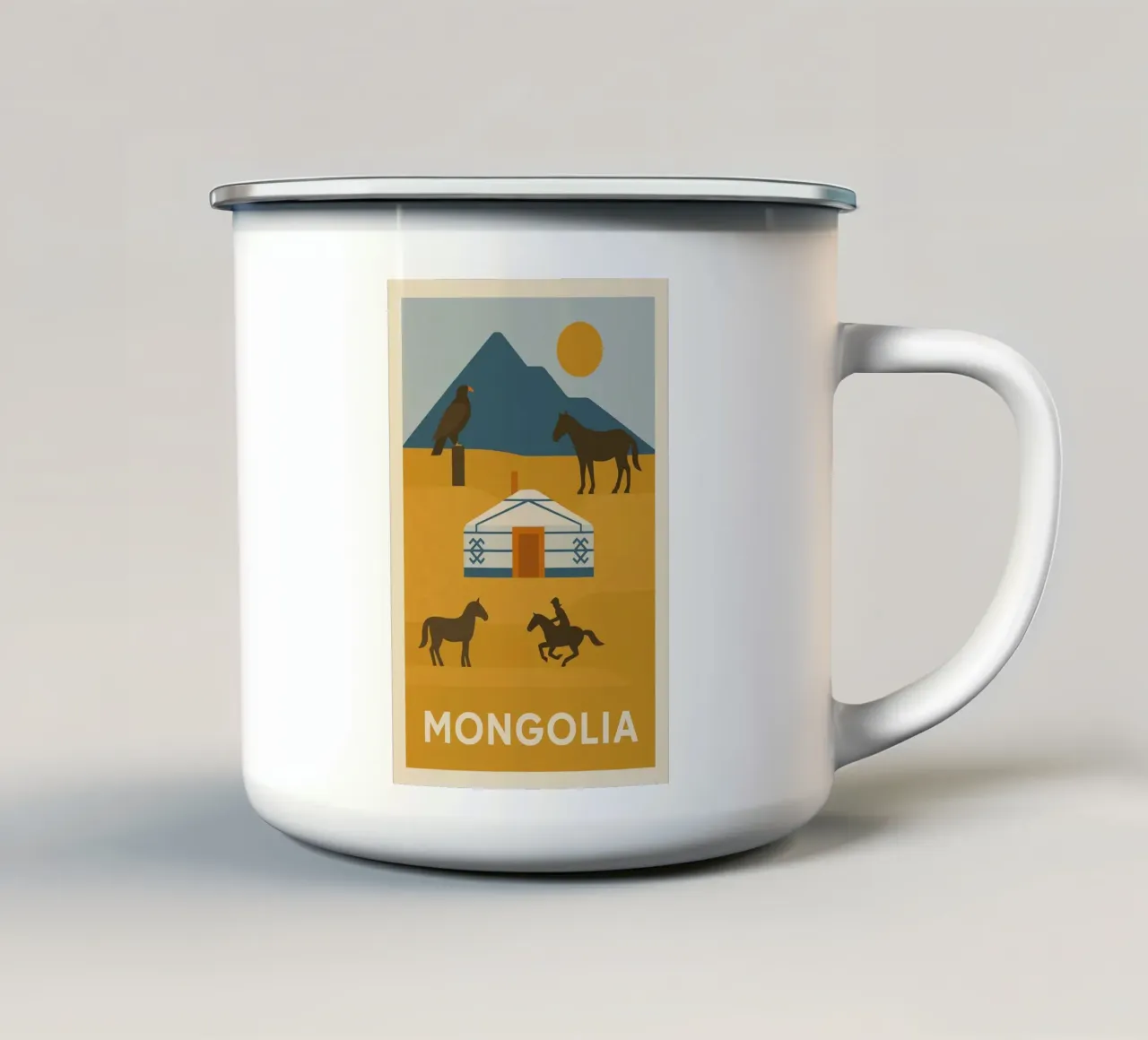MONGOLIA - Natura libera e tradizioni nomadi tazza in smalto da JETLAG | affiches voyage