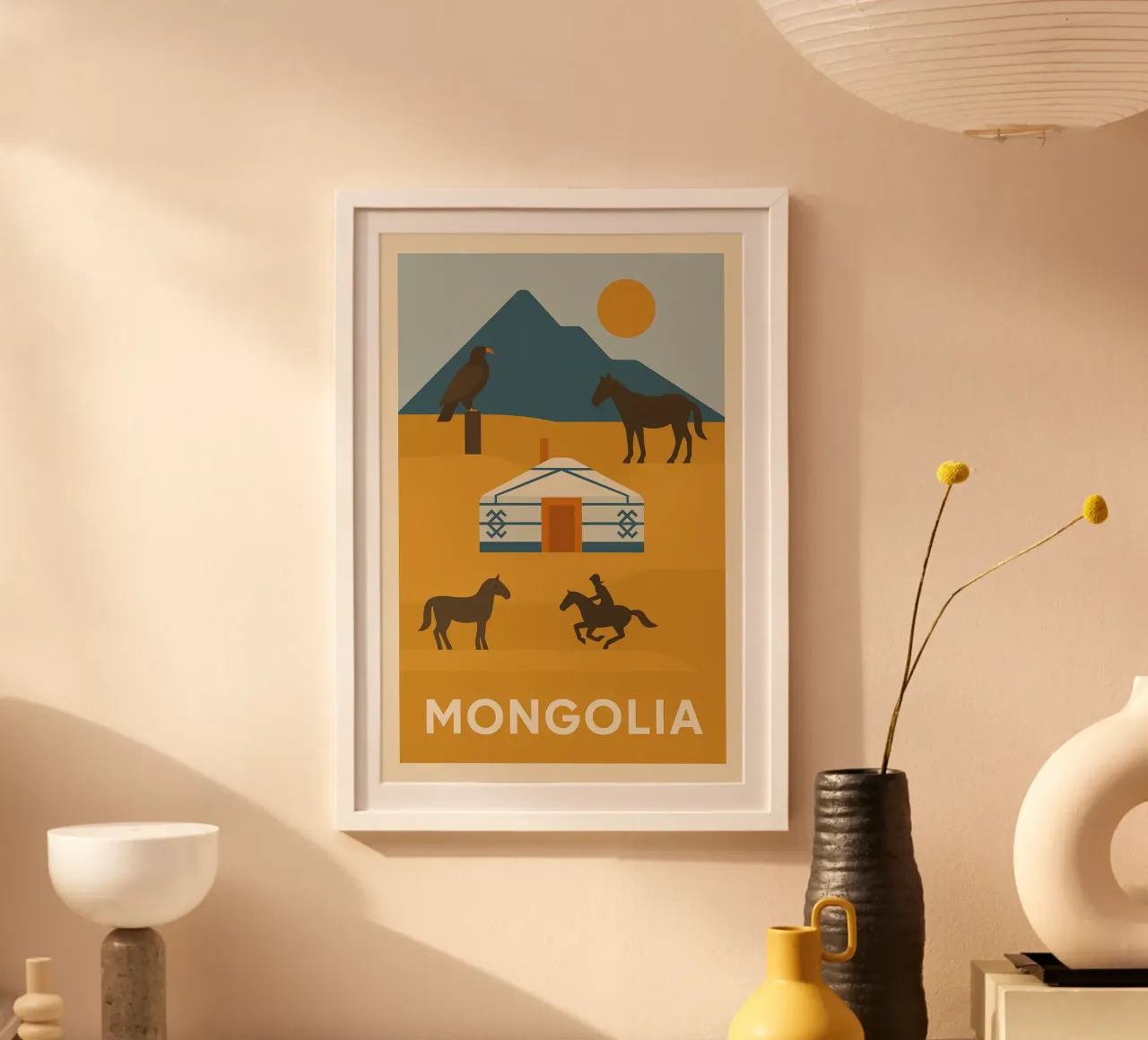 MONGOLIA - Natura libera e tradizioni nomadi poster con telaio in alluminio da JETLAG | affiches voyage