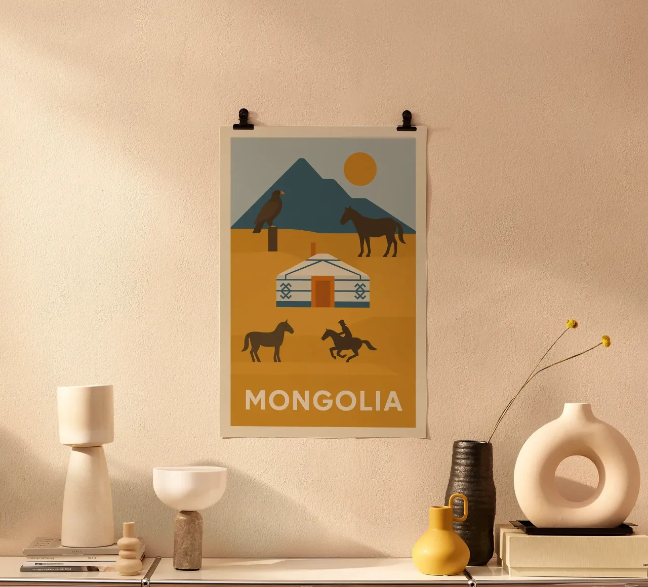 MONGOLIA - Natura libera e tradizioni nomadi poster con telaio in alluminio da JETLAG | affiches voyage