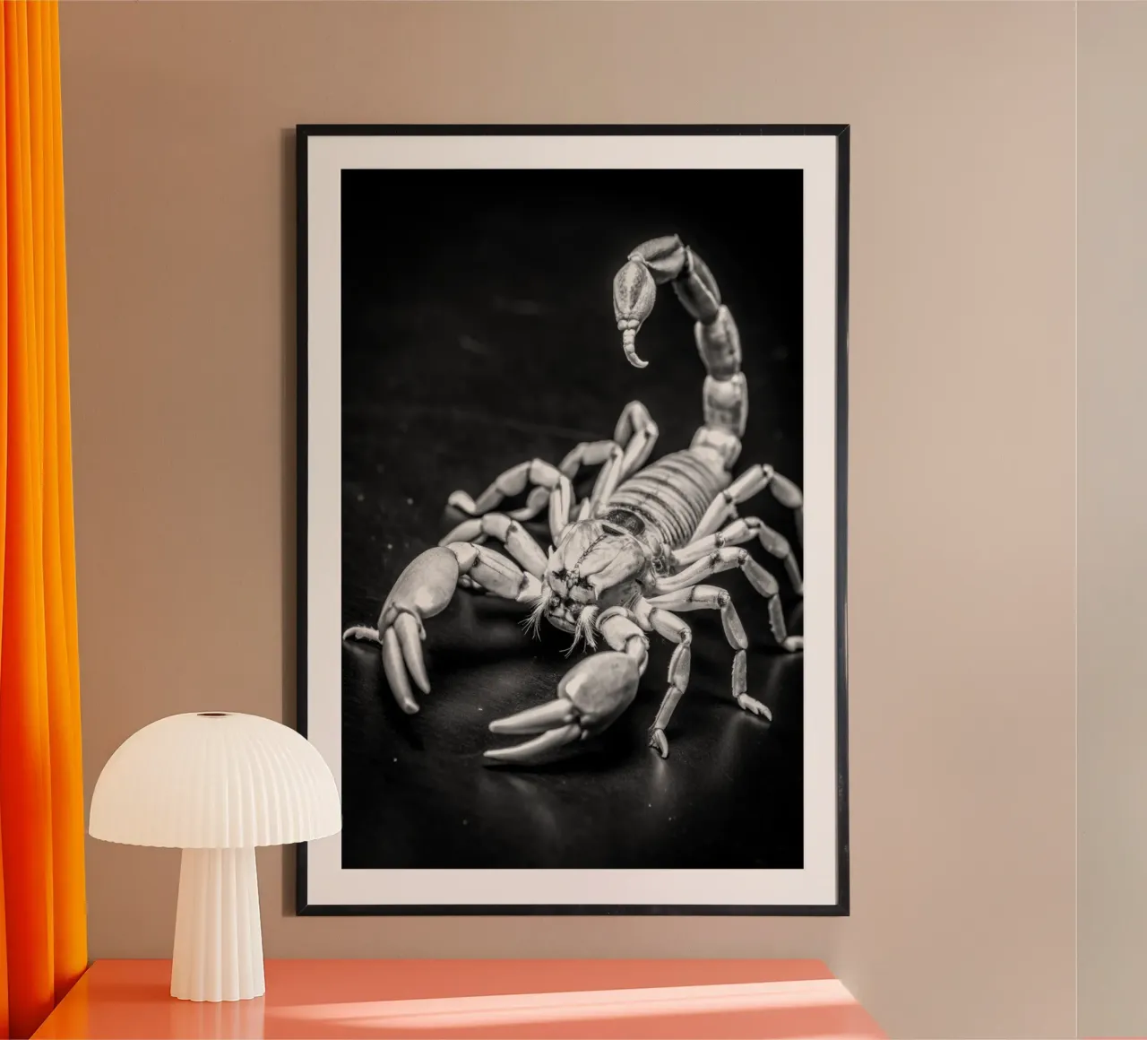 cara de escorpión fotografía de animales en blanco y negro poster con marco de plástico de kanayaa