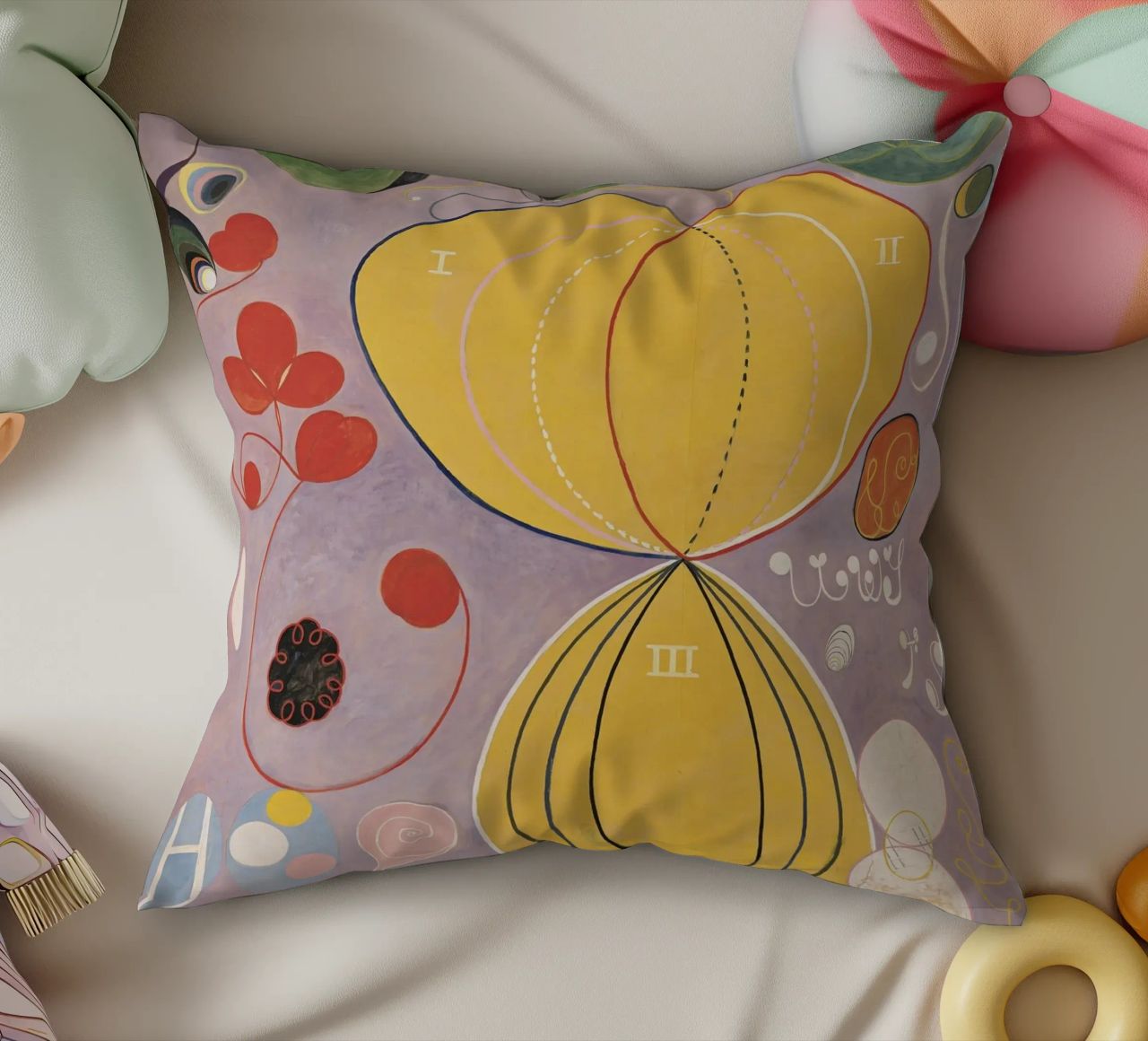 HILMA AF KLINT abstract forms decorative cushion by Hilma HIll
