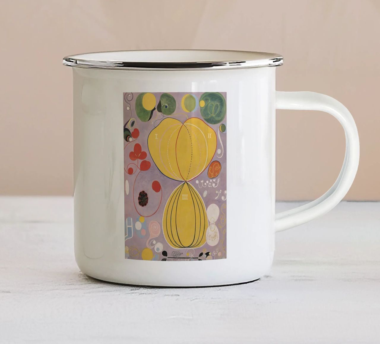 HILMA AF KLINT abstract forms enamel mug by Hilma HIll