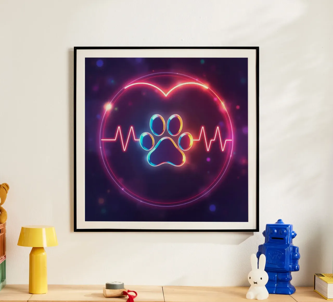 Battito del cuore per cani #1 poster con telaio in alluminio da Yumis.Beargang.and.Me