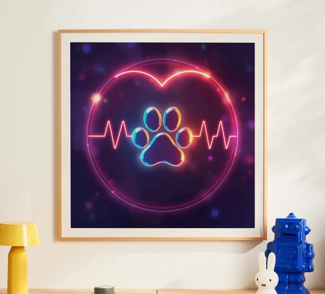 Battito del cuore per cani #1 poster con telaio in alluminio da Yumis.Beargang.and.Me