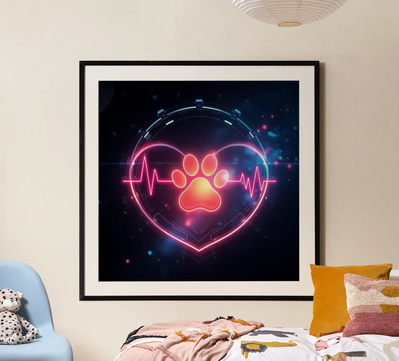 Battito del cuore per cani #4 poster con telaio in alluminio da Yumis.Beargang.and.Me