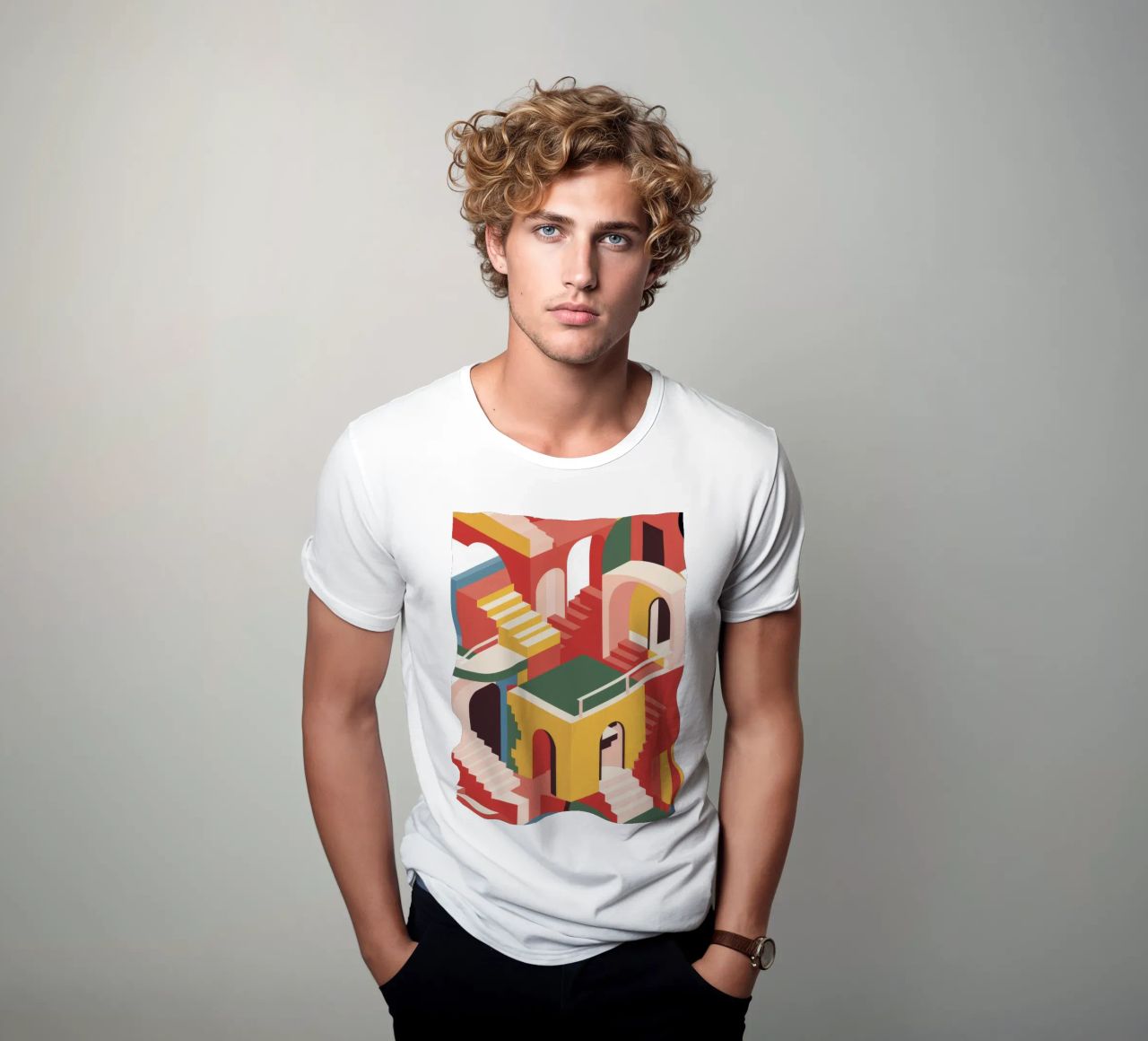 Labirinto di scale escherescente t-shirt da Jasper Rune
