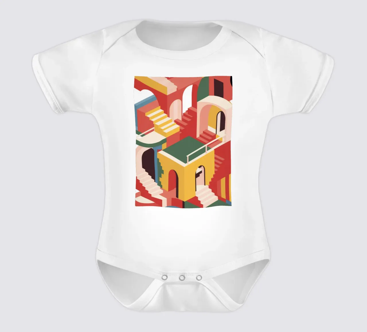Labirinto di scale escherescente body neonato maniche corte da Jasper Rune