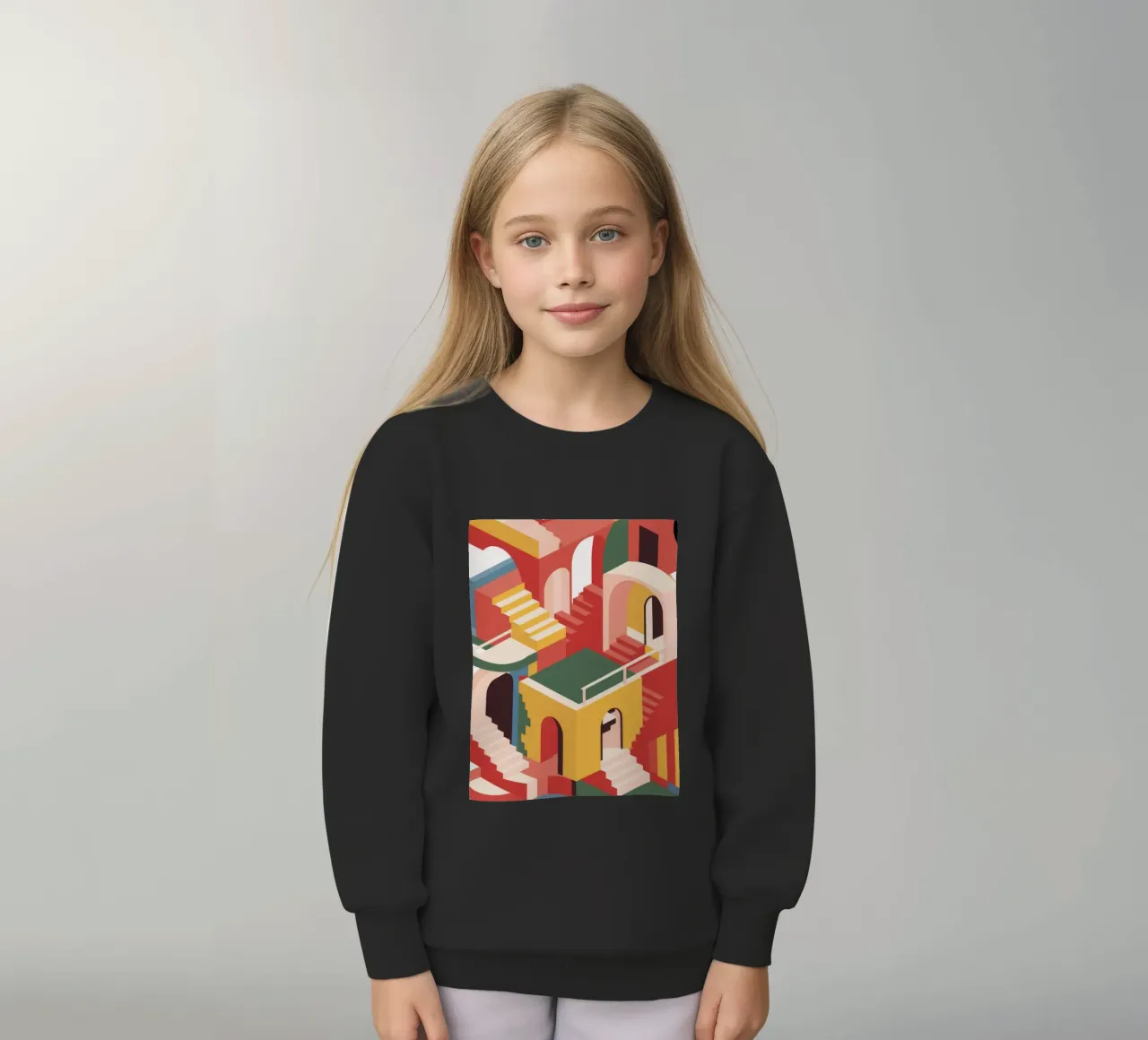 Labirinto di scale escherescente felpa bambino da Jasper Rune