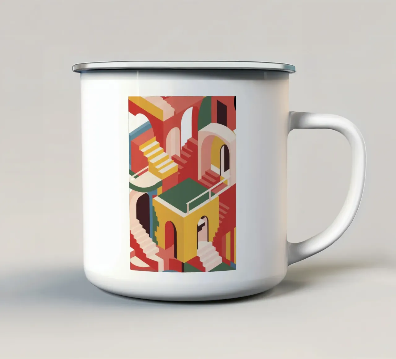 Escheresque Stair Maze Emaille Tasse von Jasper Rune