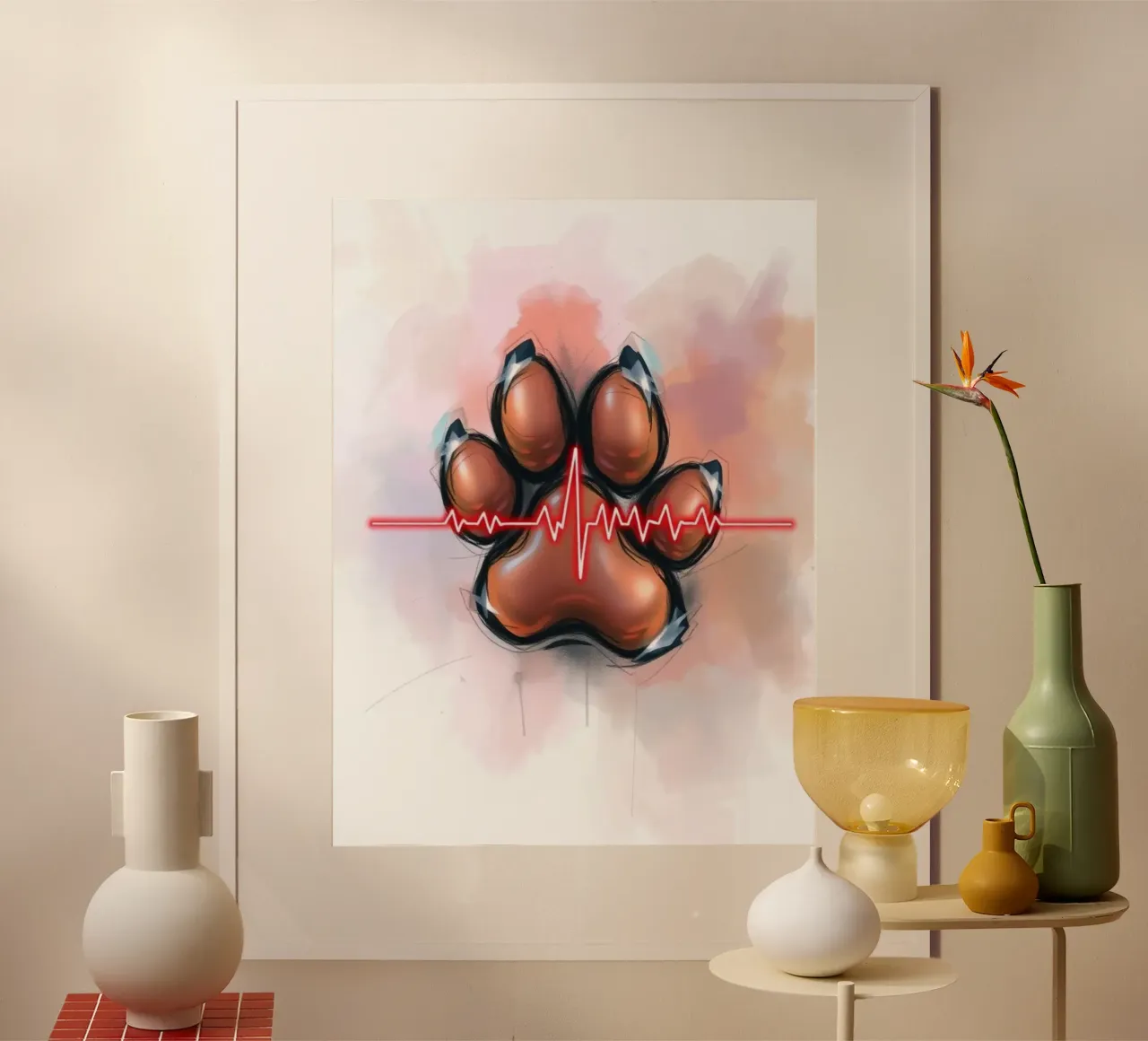 Battito del cuore per cani #7 poster con telaio in plastica da Yumis.Beargang.and.Me