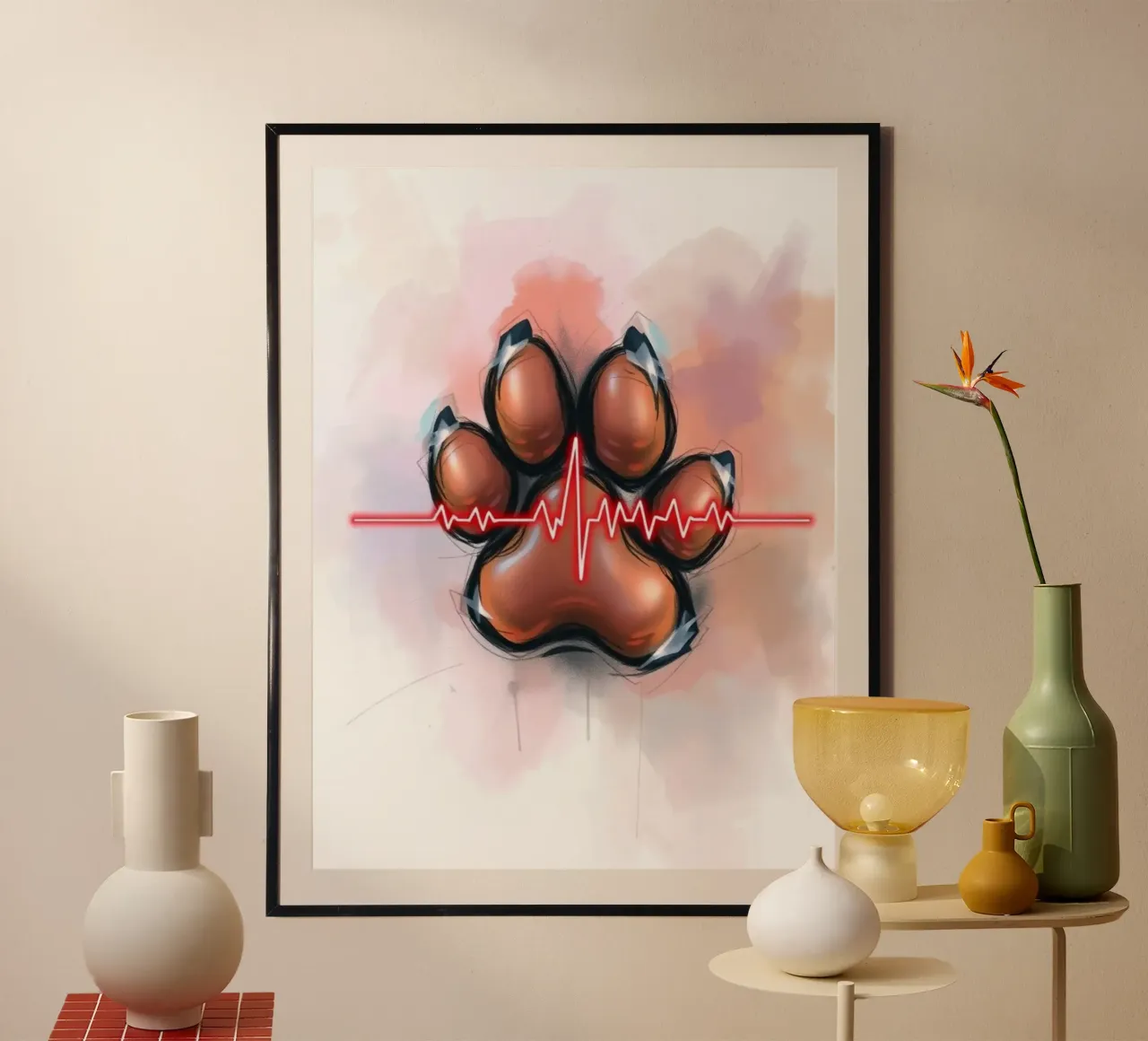Battito del cuore per cani #7 poster con telaio in plastica da Yumis.Beargang.and.Me