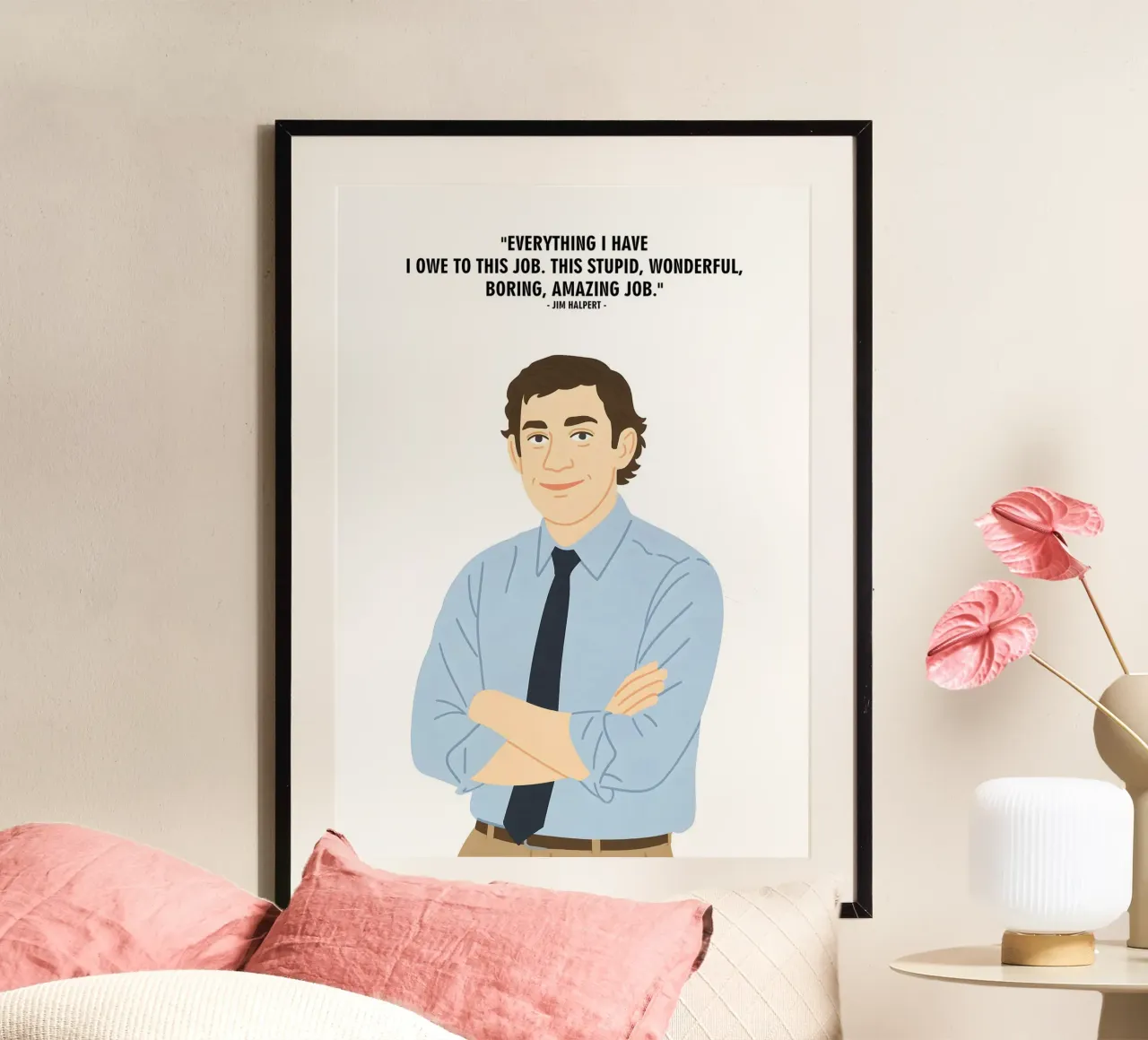 Jim Halpert The Office quotes poster con telaio in plastica da MoviesArt