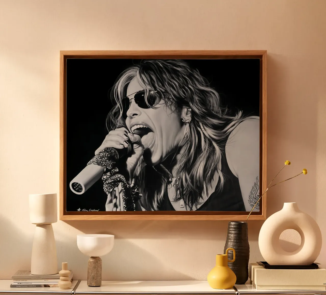Mils Kenedy zwart wit canvas met Baklijst van Greatest Figure