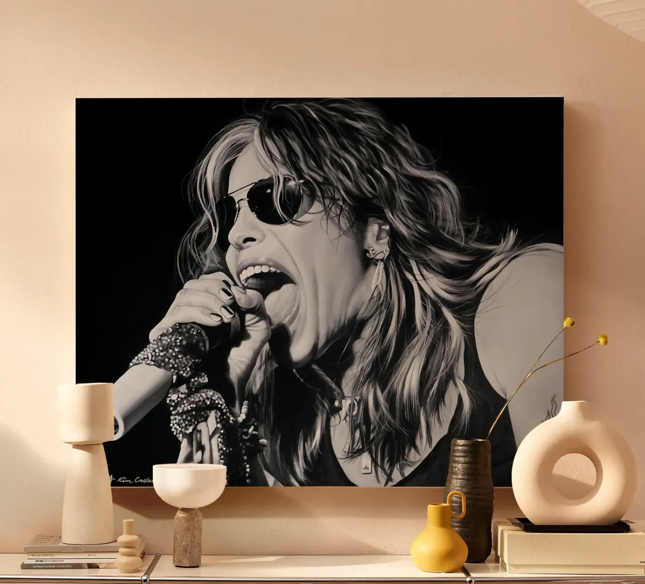 Mils Kenedy zwart wit canvas met Baklijst van Greatest Figure