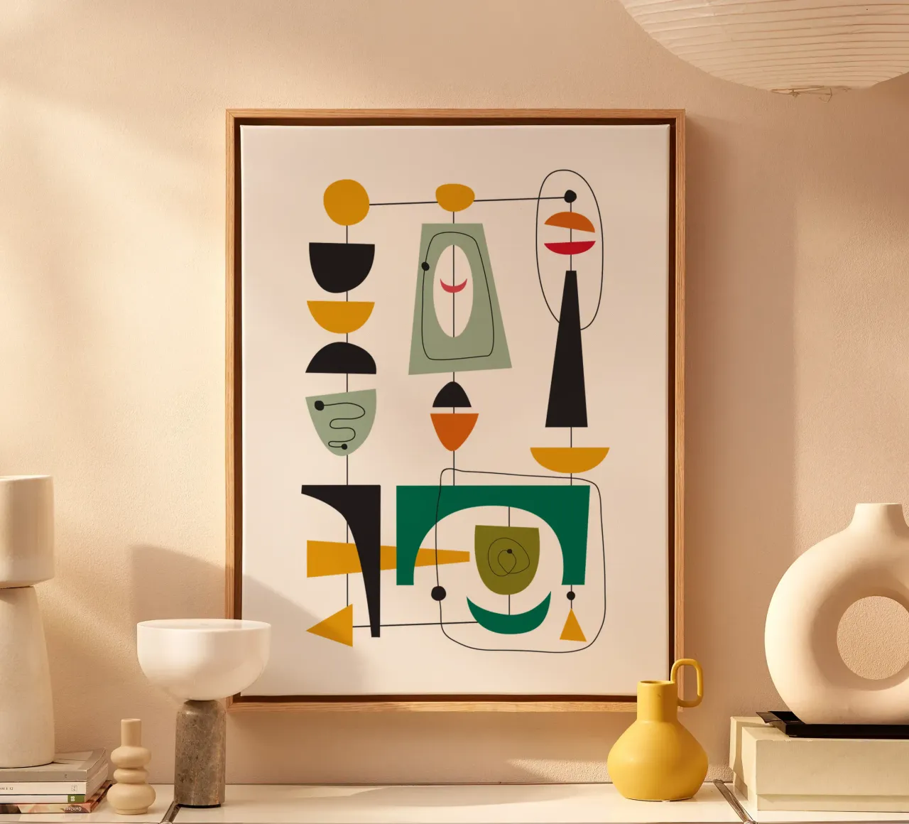 Mid Century Retro Glide 3 tela con Cornice a cassetta da Dream Print Designs